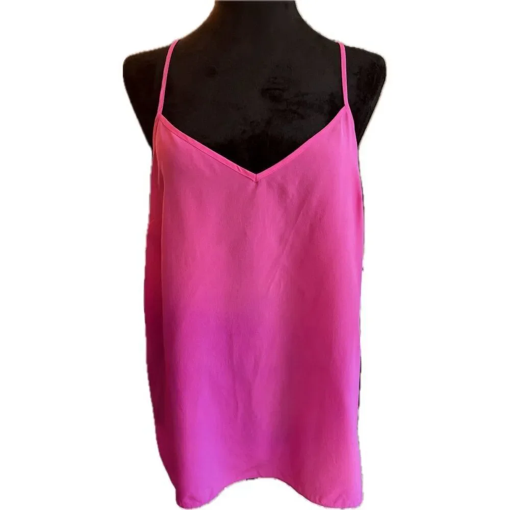 Lilly Pulitzer Women's Silk Tank Top‎ Pink with elegant back Detail Size M